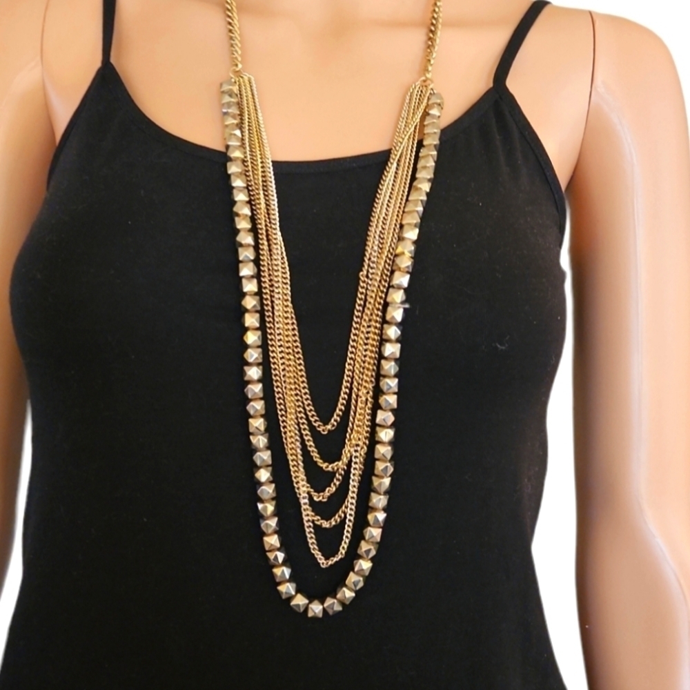 Pyramid Stud Layered Necklace